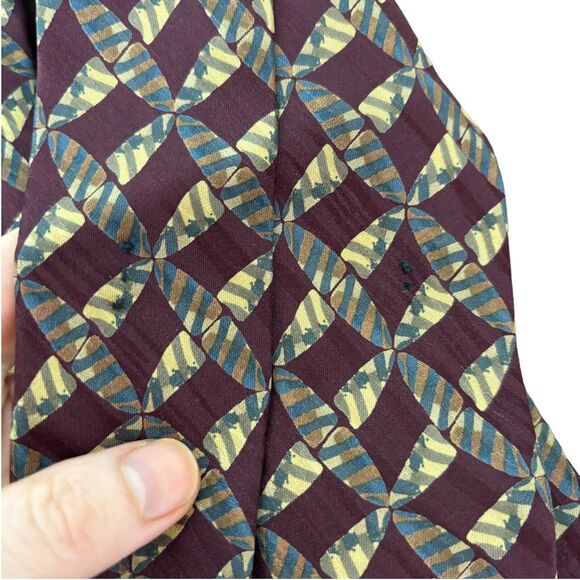 Jhane Barnes Original Fabric 100% Silk Japan Burgundy Brown Tie - Picture 4 of 4